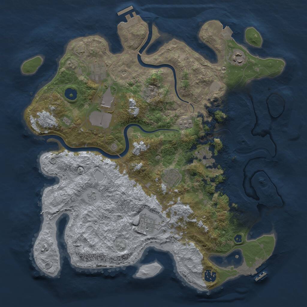 Rust Map: Procedural Map, Size: 3750, Seed: 1159355940, 14 Monuments