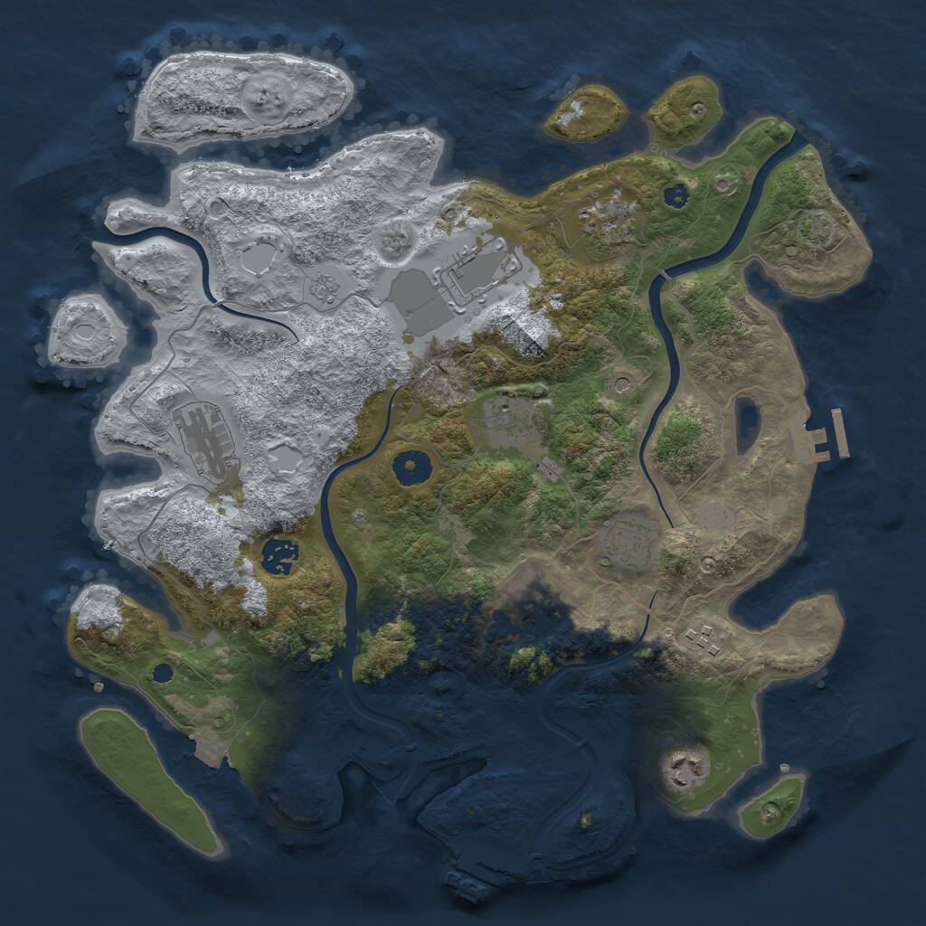 Rust Map: Procedural Map, Size: 3750, Seed: 1958926002, 15 Monuments