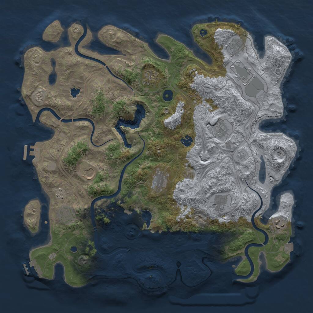 Rust Map: Procedural Map, Size: 4250, Seed: 1237097649, 17 Monuments