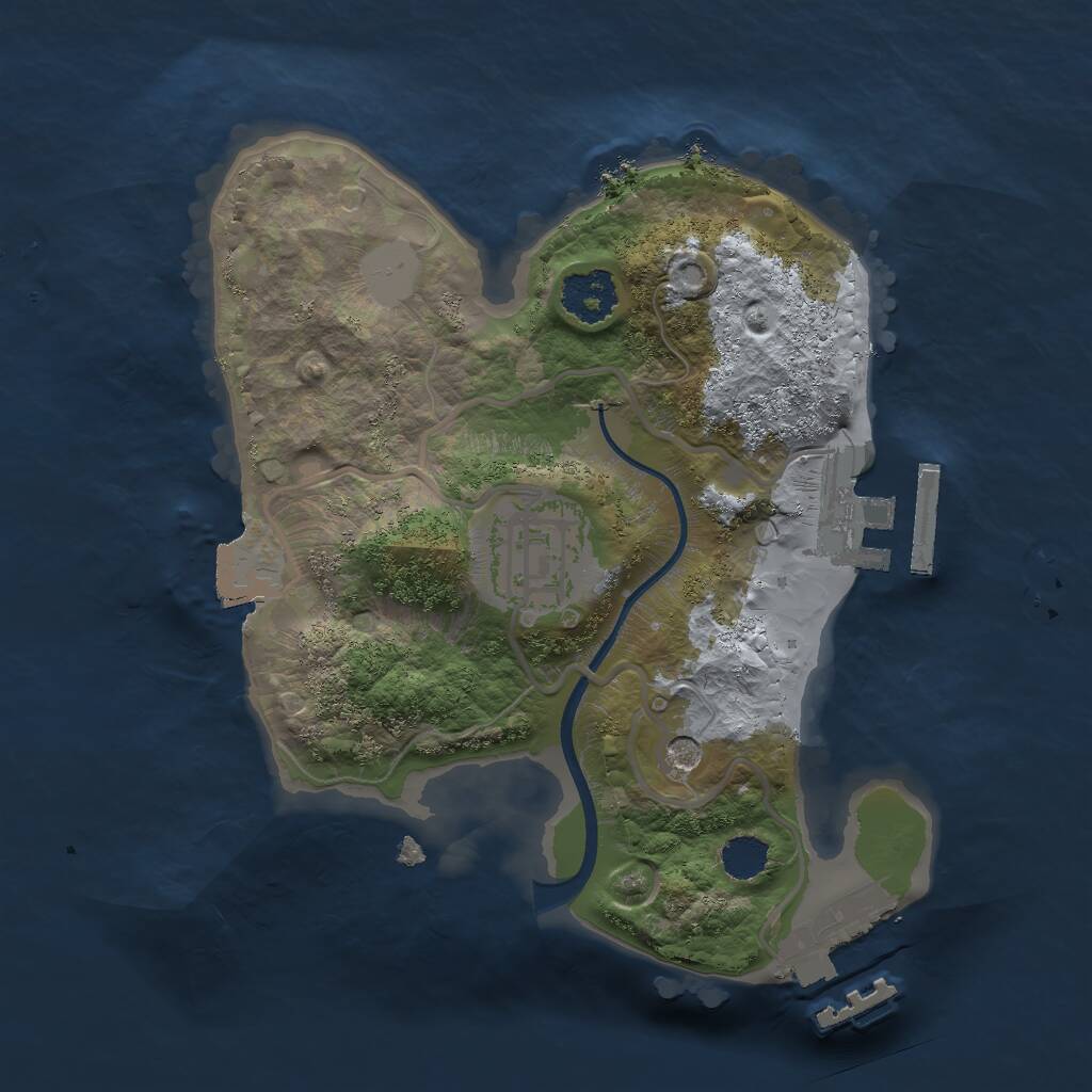 Rust Map: Procedural Map, Size: 2000, Seed: 1243343546, 5 Monuments