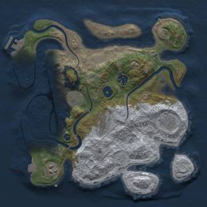 Thumbnail Rust Map: Procedural Map, Size: 3000, Seed: 986935692, 10 Monuments