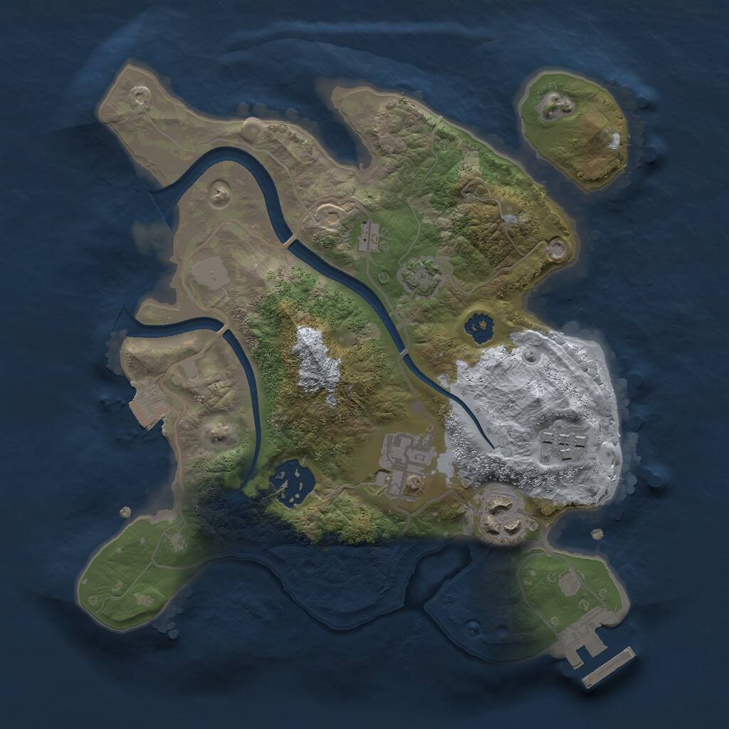 Rust Map: Procedural Map, Size: 2500, Seed: 598673103, 7 Monuments