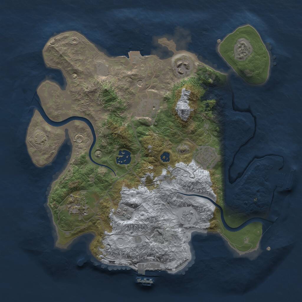 Rust Map: Procedural Map, Size: 3000, Seed: 16873, 12 Monuments