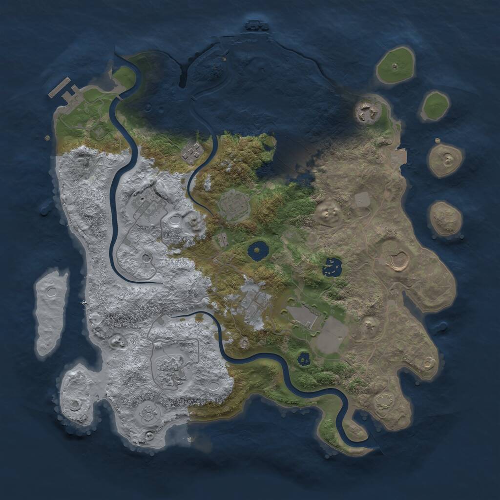 Rust Map: Procedural Map, Size: 3755, Seed: 779699744, 16 Monuments