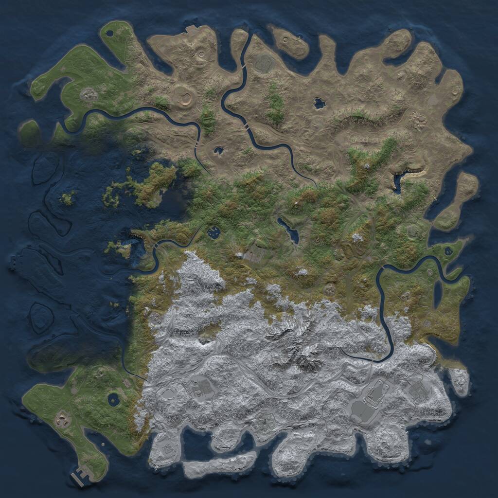 Rust Map: Procedural Map, Size: 6000, Seed: 102029, 17 Monuments