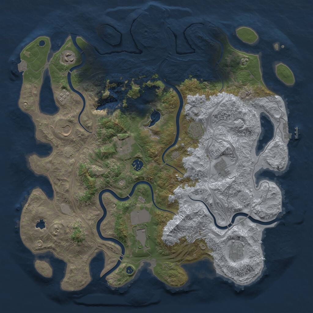 Rust Map: Procedural Map, Size: 4250, Seed: 27891185, 15 Monuments