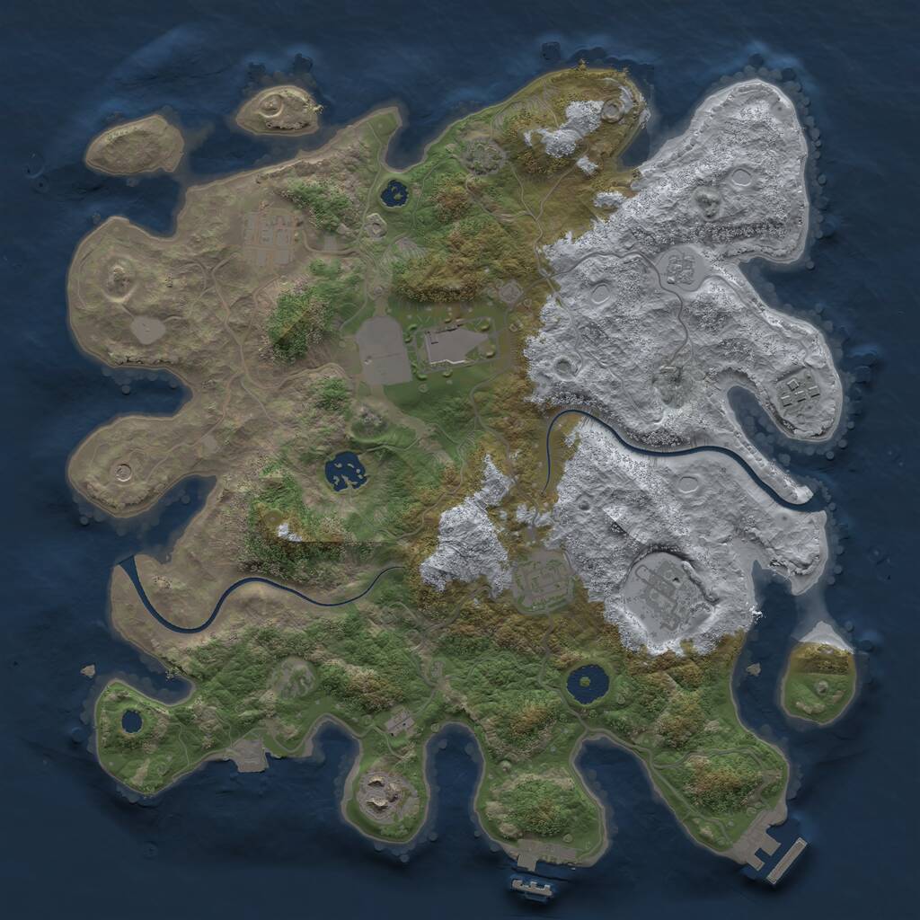 Rust Map: Procedural Map, Size: 3500, Seed: 345960, 13 Monuments