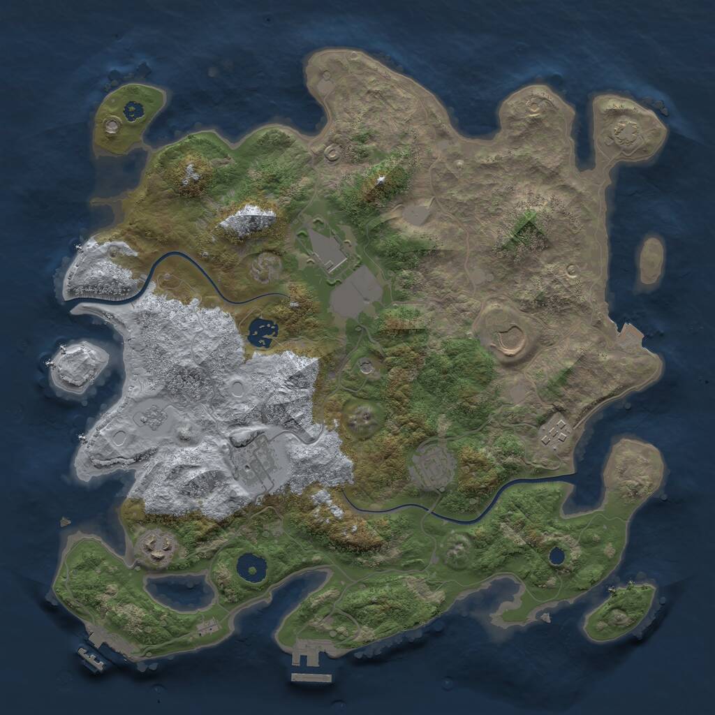 Rust Map: Procedural Map, Size: 3600, Seed: 22101, 13 Monuments
