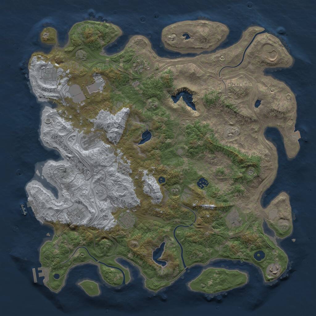 Rust Map: Procedural Map, Size: 4500, Seed: 123148566, 17 Monuments