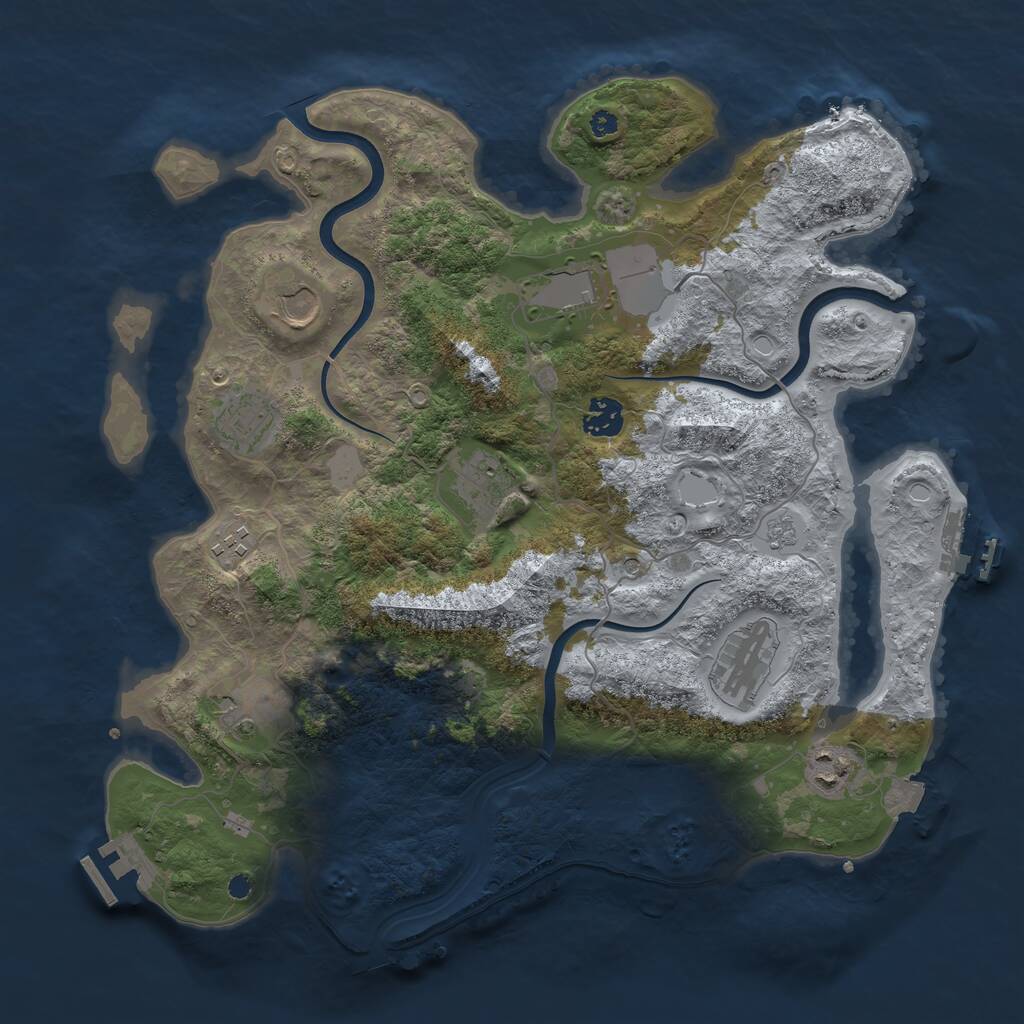 Rust Map: Procedural Map, Size: 3750, Seed: 16814, 15 Monuments