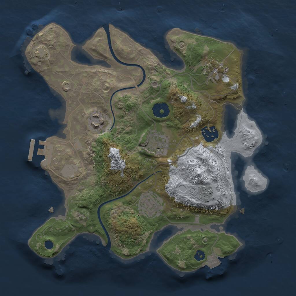 Rust Map: Procedural Map, Size: 2750, Seed: 598673103, 9 Monuments