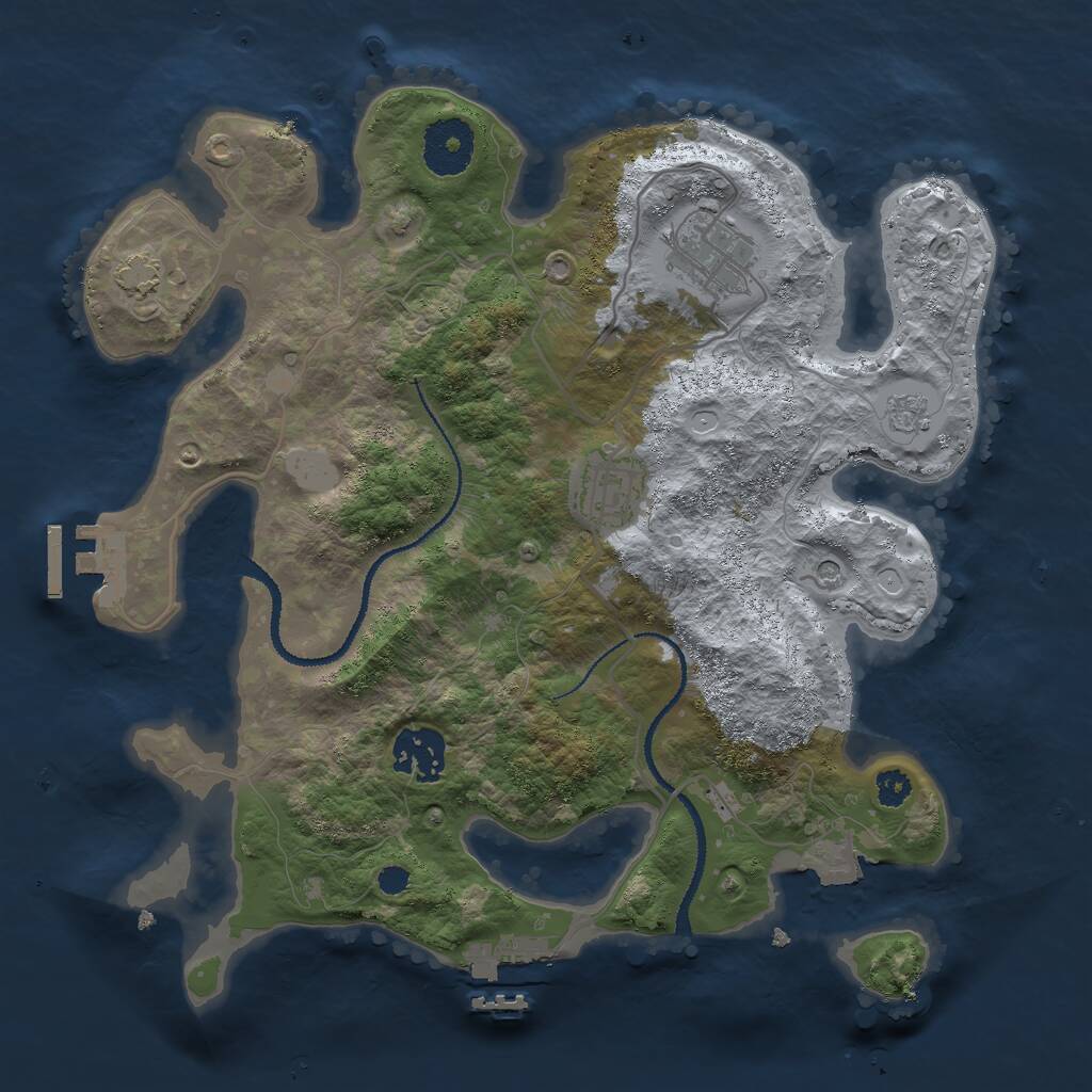 Rust Map: Procedural Map, Size: 3000, Seed: 940974181, 9 Monuments