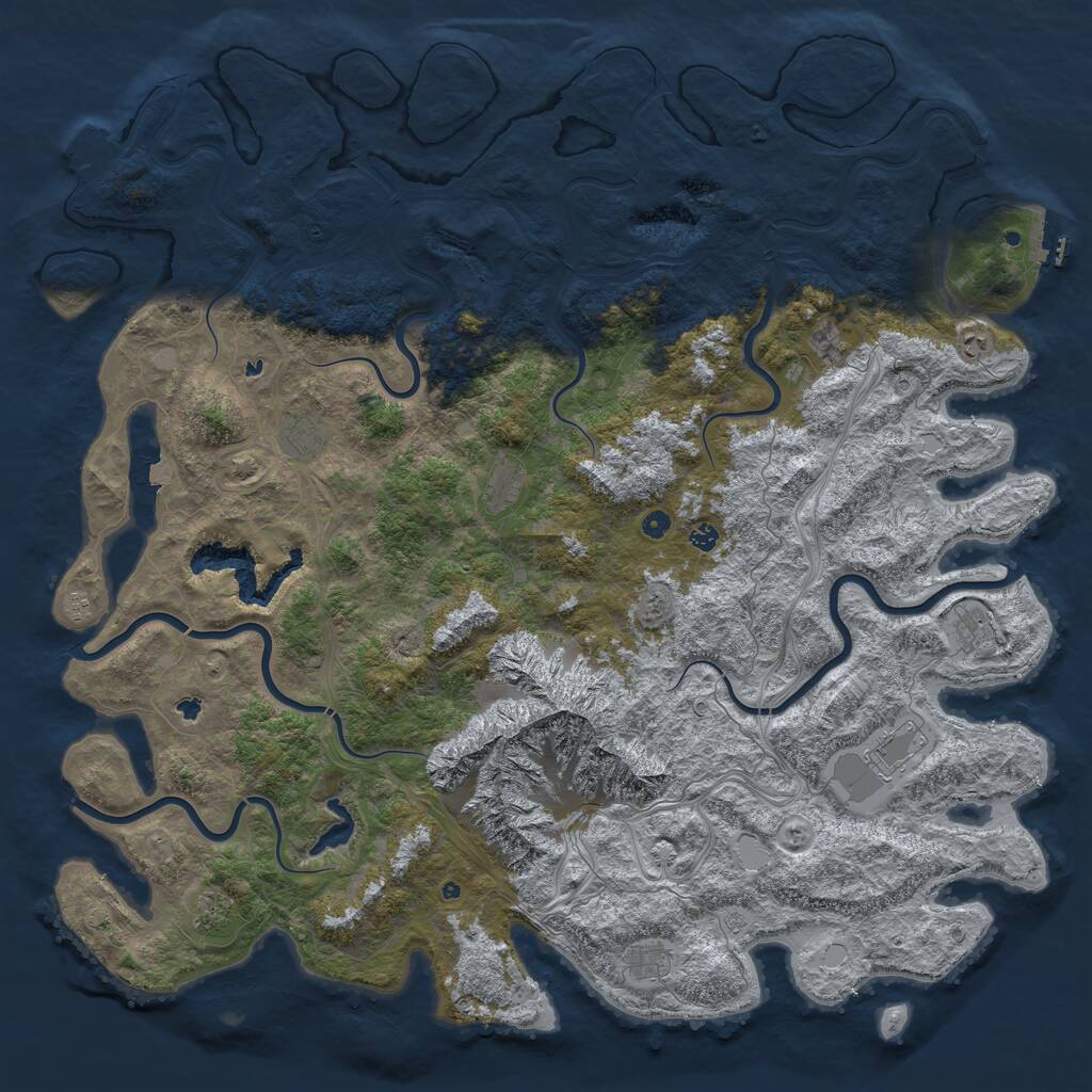 Rust Map: Procedural Map, Size: 6000, Seed: 1951, 16 Monuments