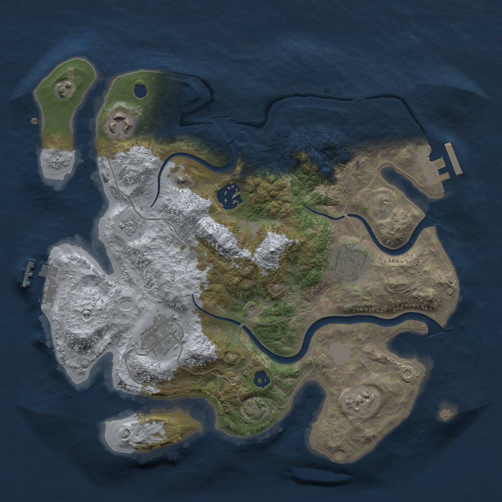 Rust Map: Procedural Map, Size: 3000, Seed: 2127947916, 9 Monuments