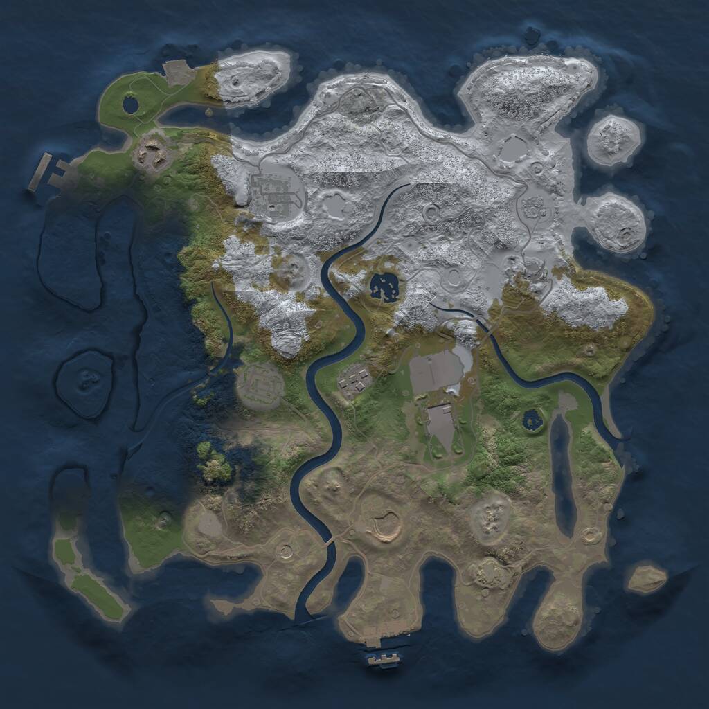 Rust Map: Procedural Map, Size: 3500, Seed: 3994544, 14 Monuments