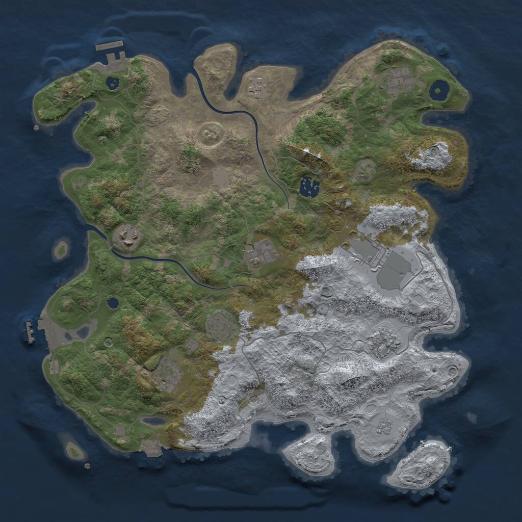 Rust Map: Procedural Map, Size: 3800, Seed: 653, 15 Monuments