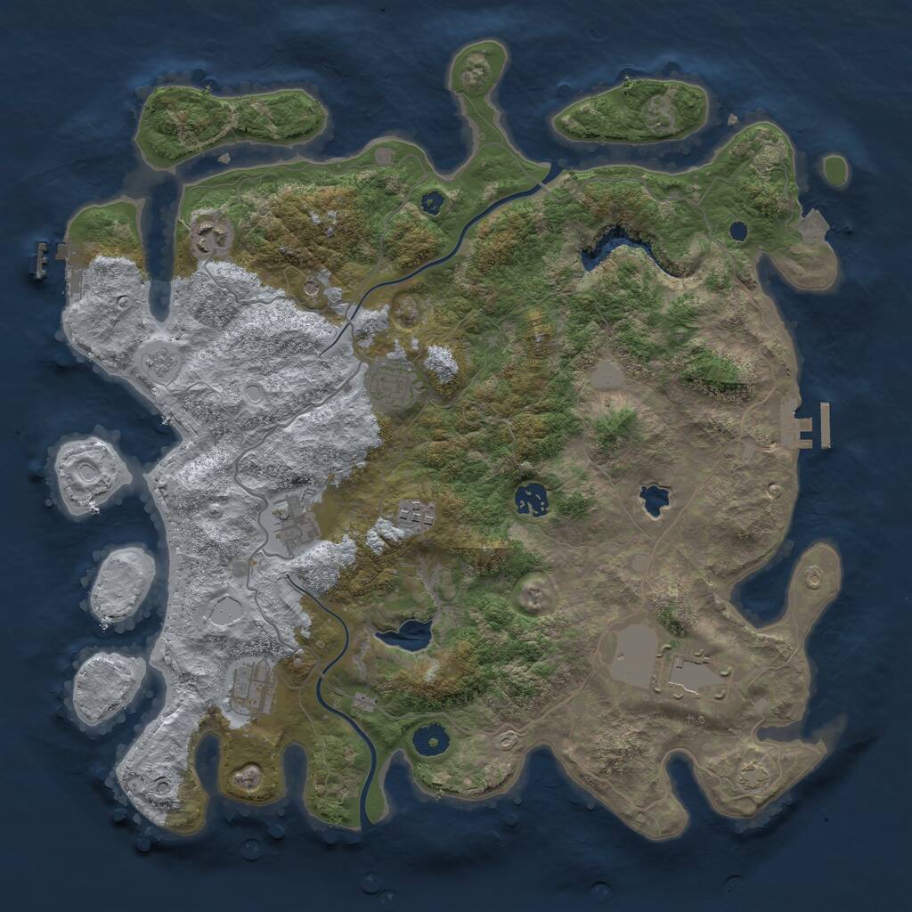 Rust Map: Procedural Map, Size: 4000, Seed: 2110783188, 13 Monuments