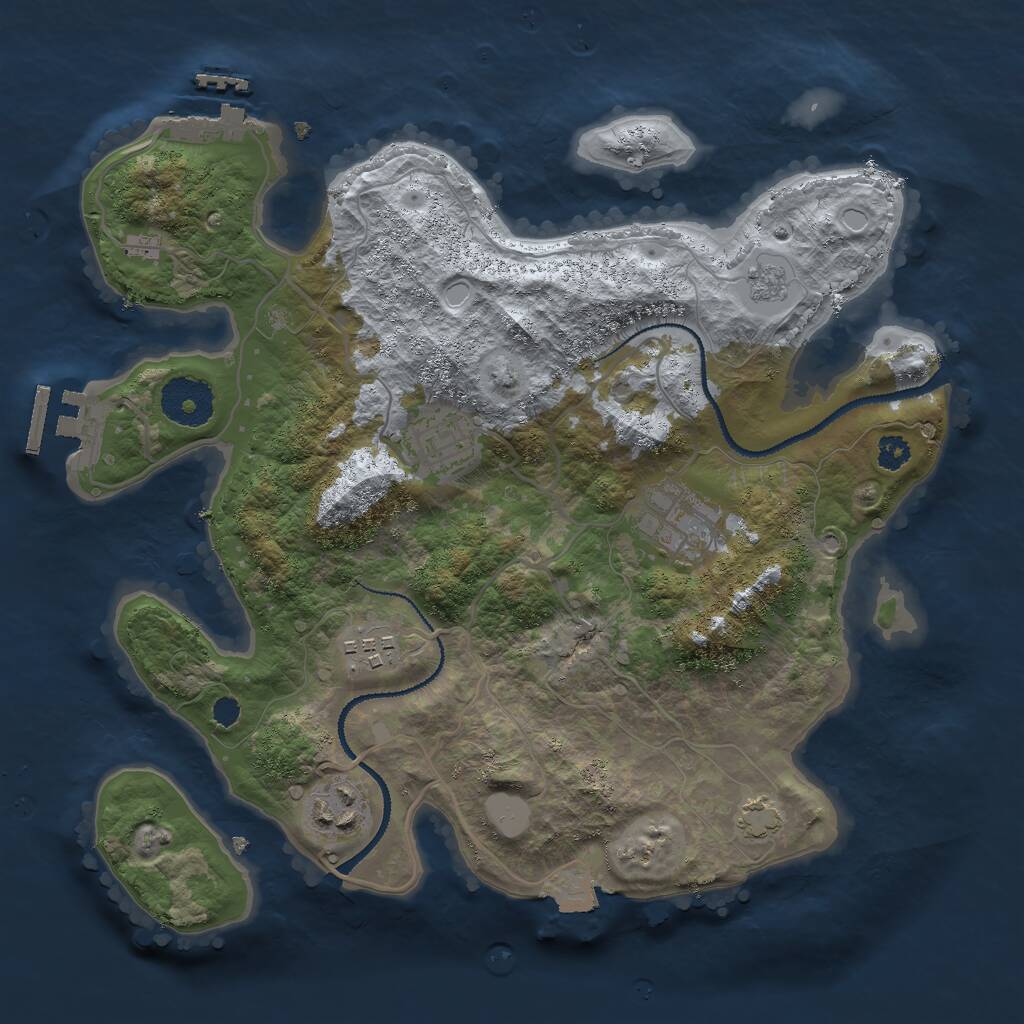 Rust Map: Procedural Map, Size: 3000, Seed: 94534293, 9 Monuments