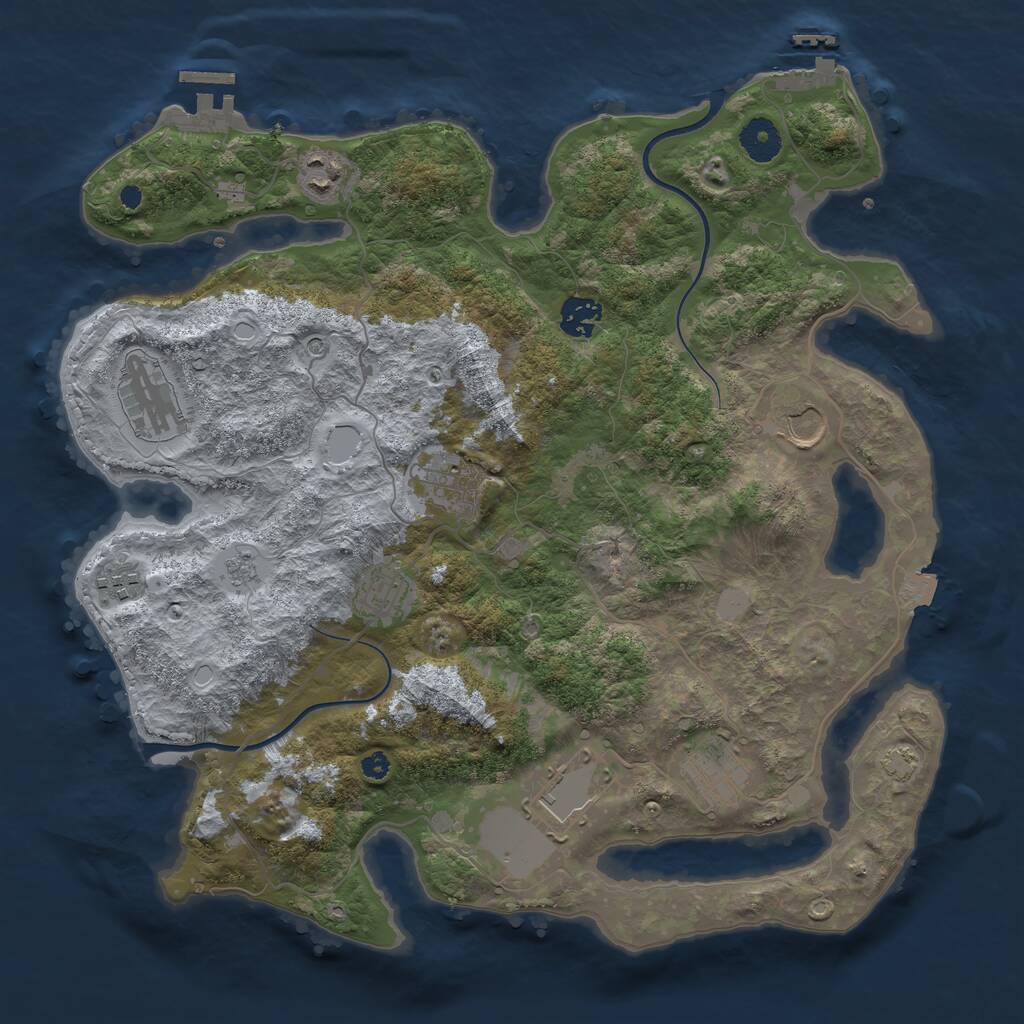 Rust Map: Procedural Map, Size: 3700, Seed: 1325034541, 15 Monuments