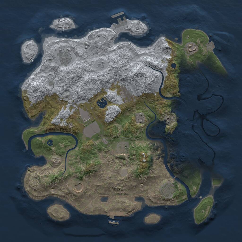Rust Map: Procedural Map, Size: 3800, Seed: 123000, 15 Monuments
