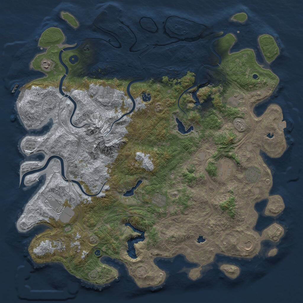Rust Map: Procedural Map, Size: 5000, Seed: 558700394, 17 Monuments