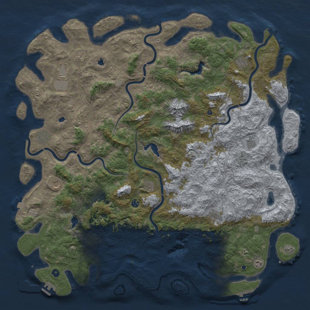 Rust Map: Procedural Map, Size: 6000, Seed: 702178268, 17 Monuments