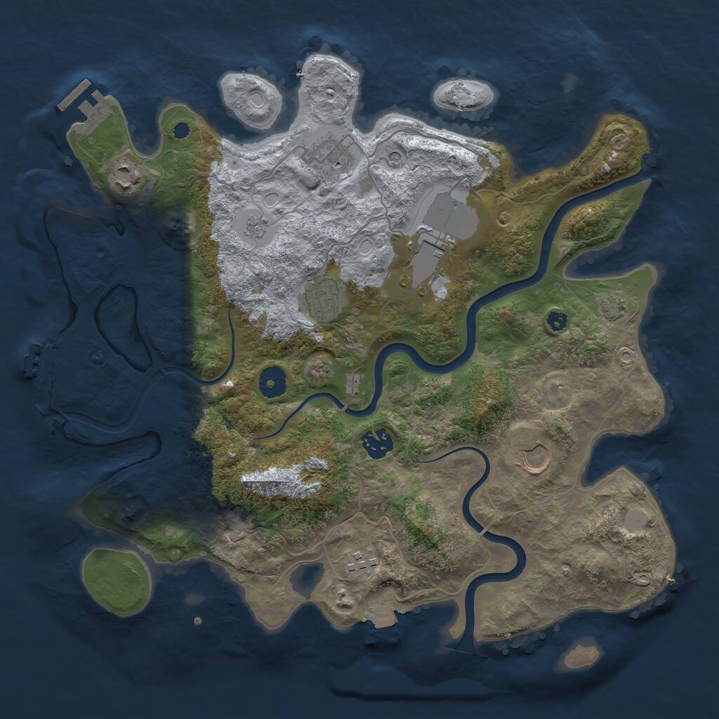 Rust Map: Procedural Map, Size: 3600, Seed: 2037962181, 13 Monuments