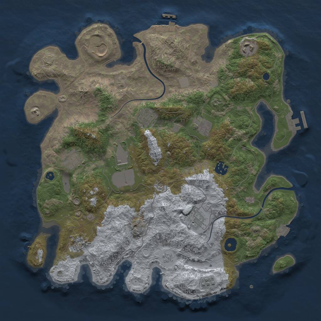 Rust Map: Procedural Map, Size: 3700, Seed: 1326062210, 16 Monuments