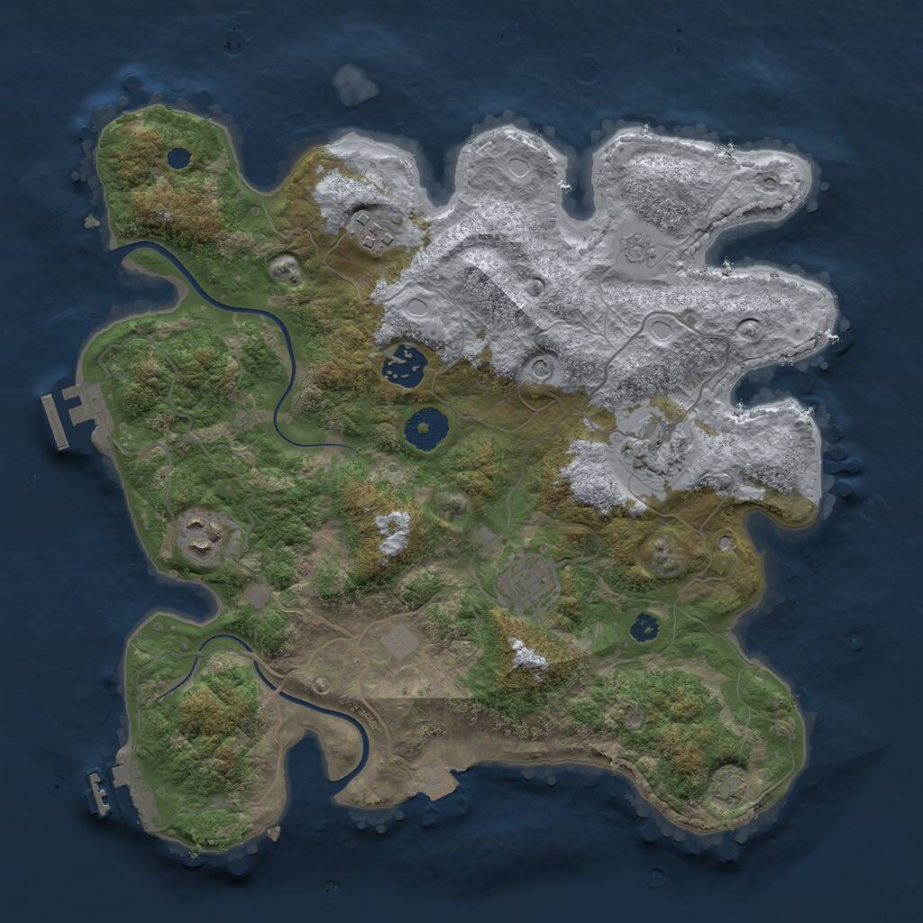 Rust Map: Procedural Map, Size: 3300, Seed: 128316442, 11 Monuments