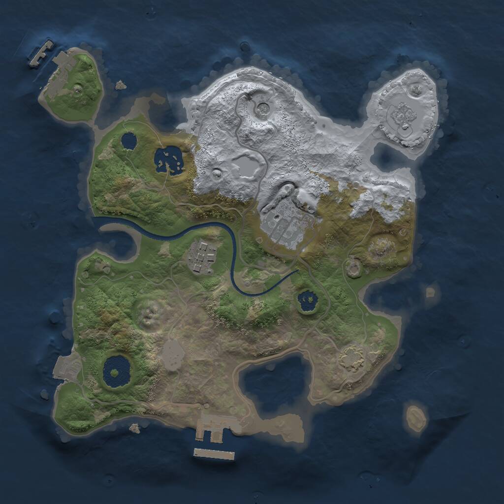 Rust Map: Procedural Map, Size: 2500, Seed: 1627984694, 9 Monuments