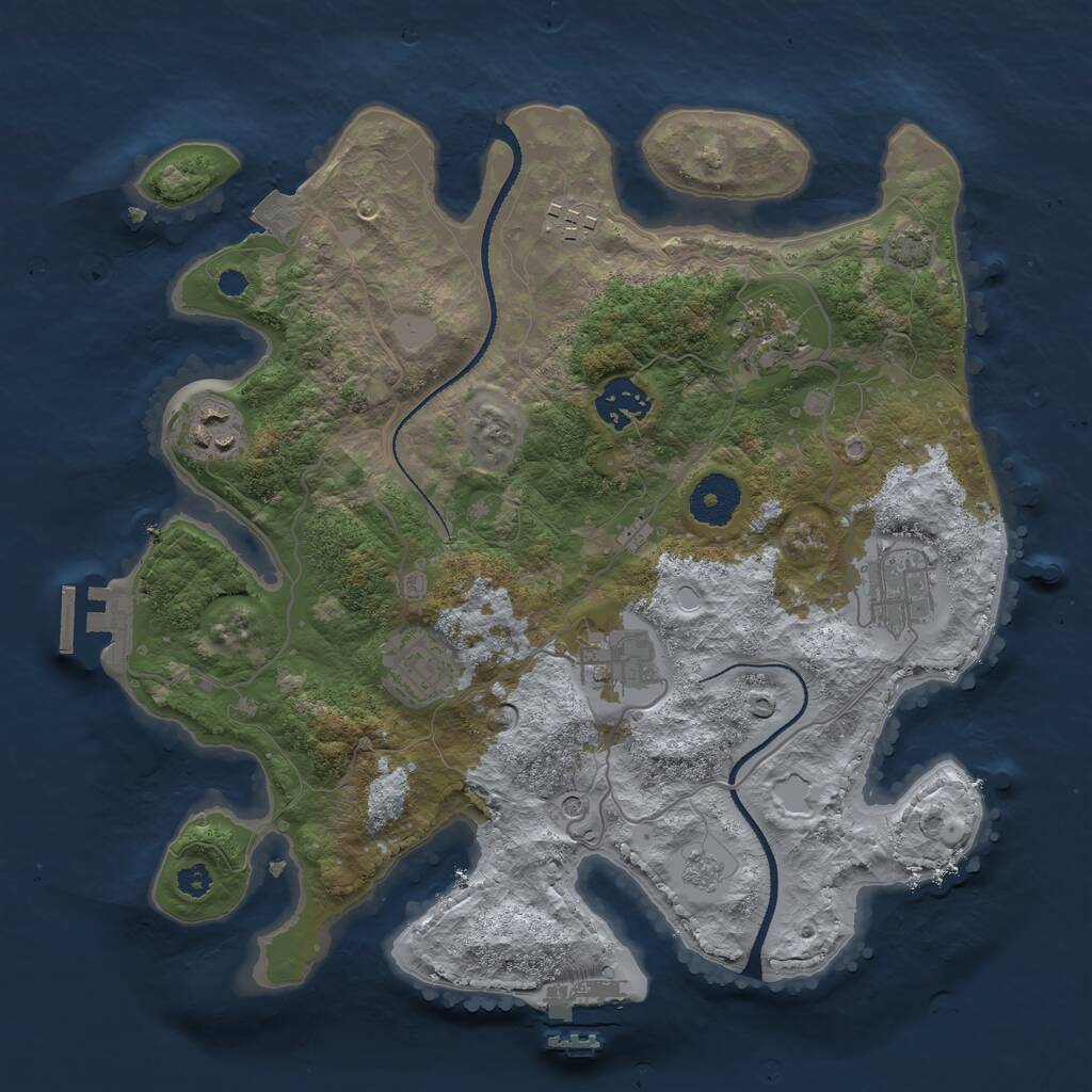 Rust Map: Procedural Map, Size: 3250, Seed: 333070276, 13 Monuments