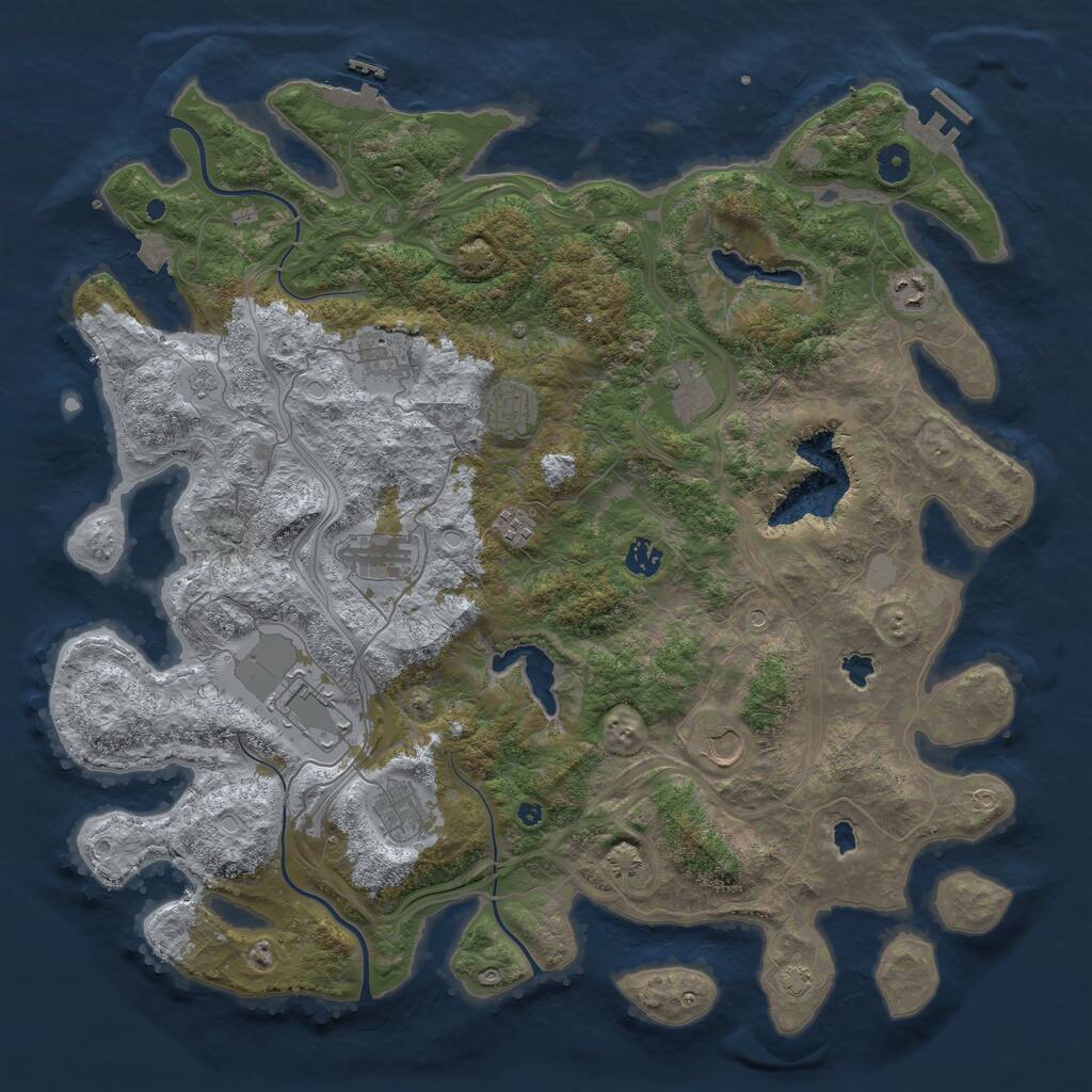 Rust Map: Procedural Map, Size: 4500, Seed: 1986554600, 16 Monuments