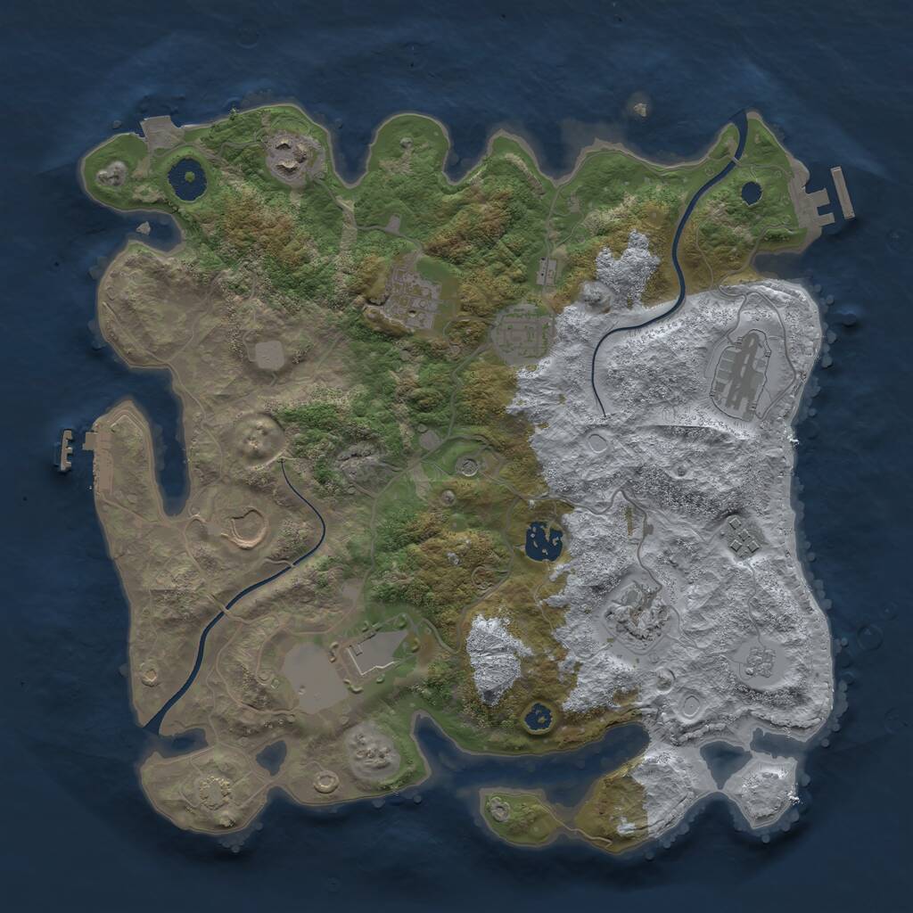 Rust Map: Procedural Map, Size: 3500, Seed: 1455238156, 15 Monuments