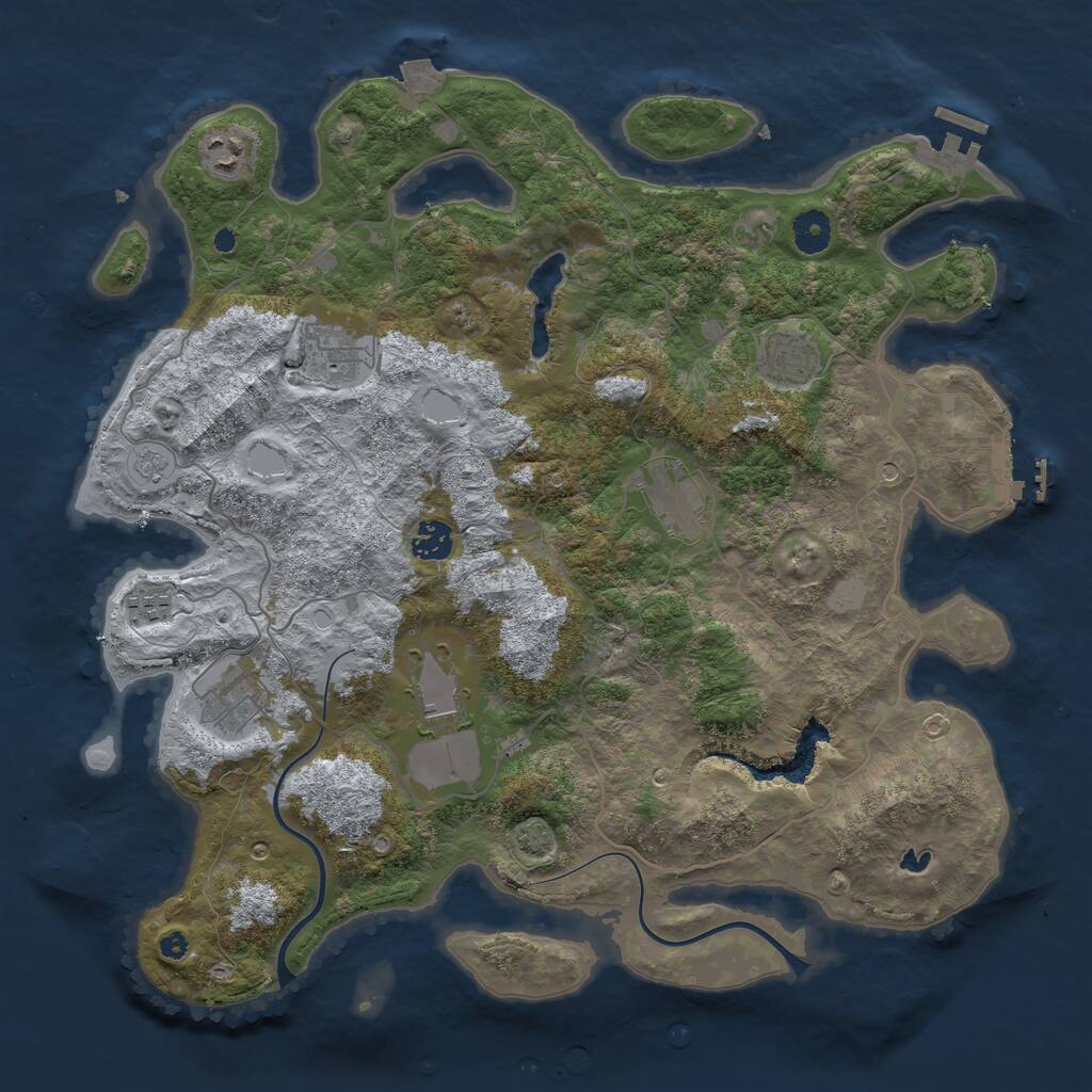 Rust Map: Procedural Map, Size: 4000, Seed: 1357649, 14 Monuments