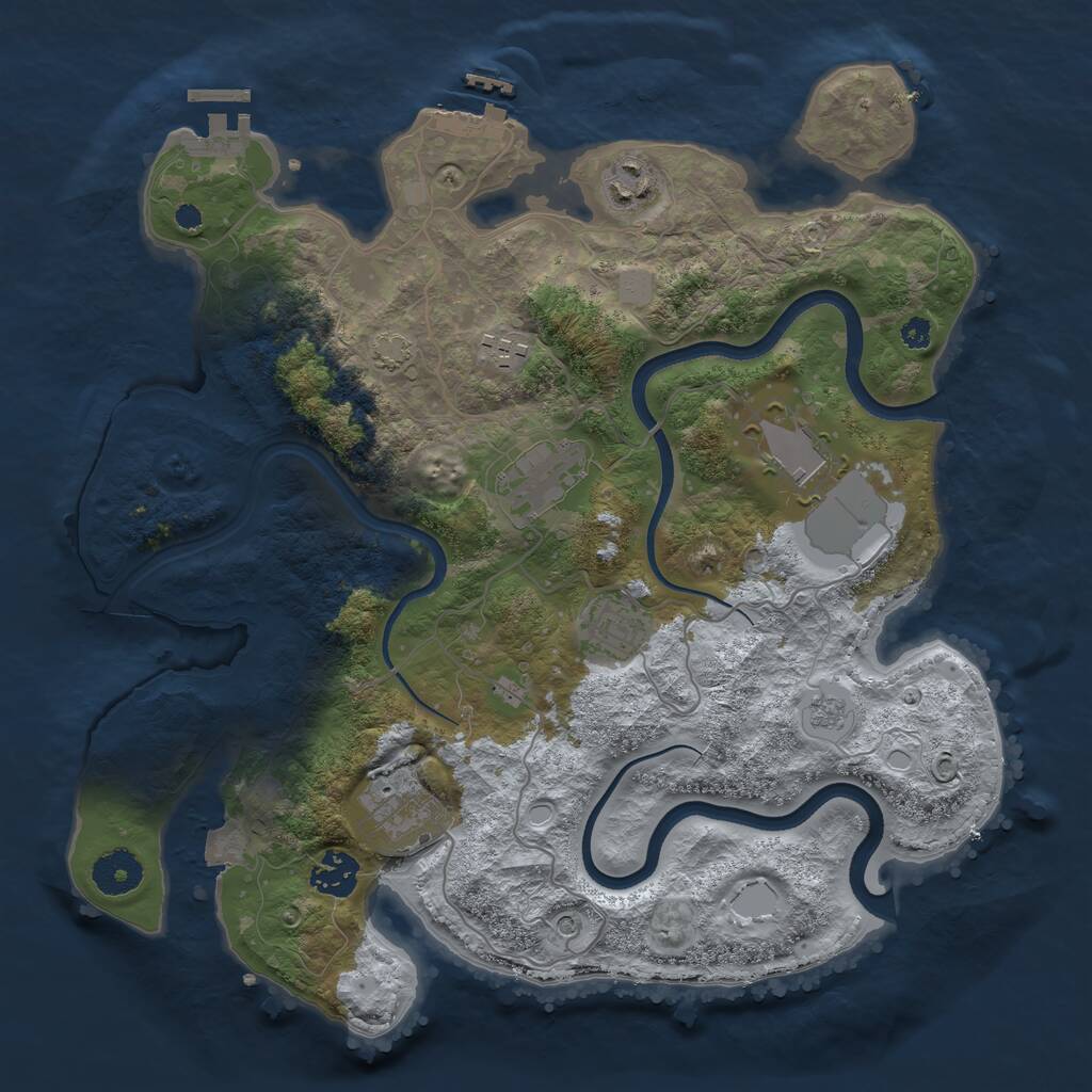 Rust Map: Procedural Map, Size: 3500, Seed: 93826412, 13 Monuments