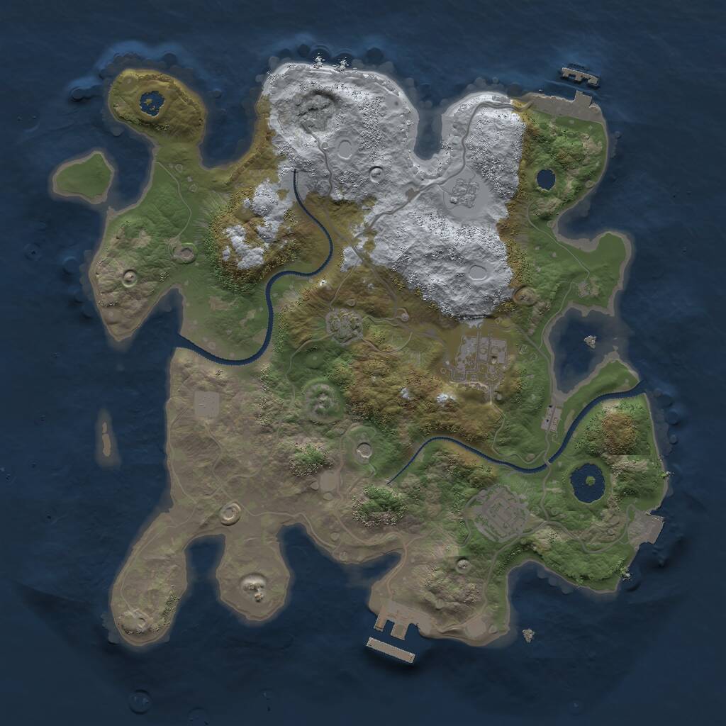 Rust Map: Procedural Map, Size: 3000, Seed: 4664785, 8 Monuments