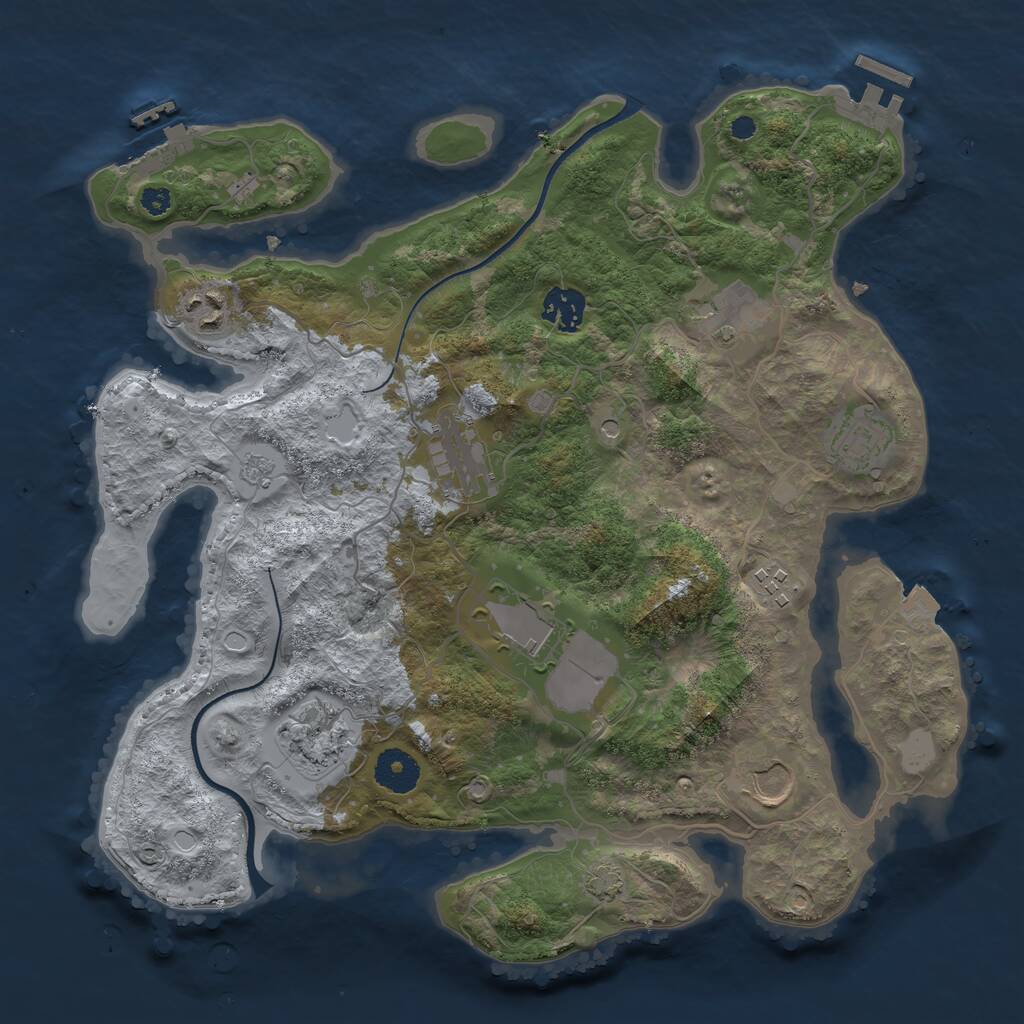 Rust Map: Procedural Map, Size: 3500, Seed: 1415068887, 15 Monuments