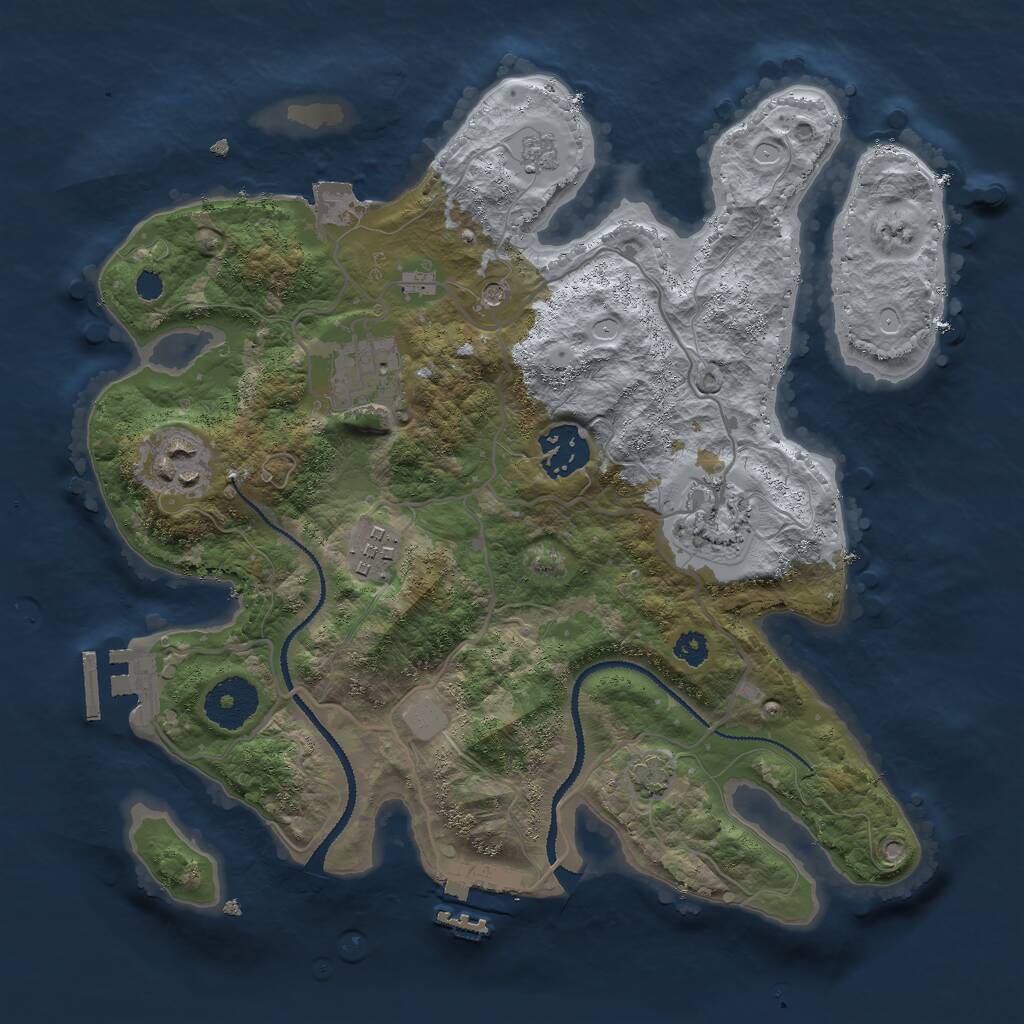 Rust Map: Procedural Map, Size: 3000, Seed: 592362668, 11 Monuments