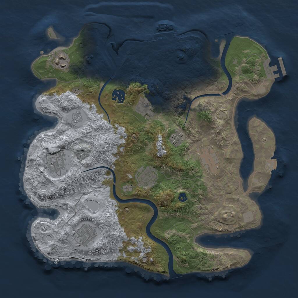 Rust Map: Procedural Map, Size: 3250, Seed: 809986381, 14 Monuments