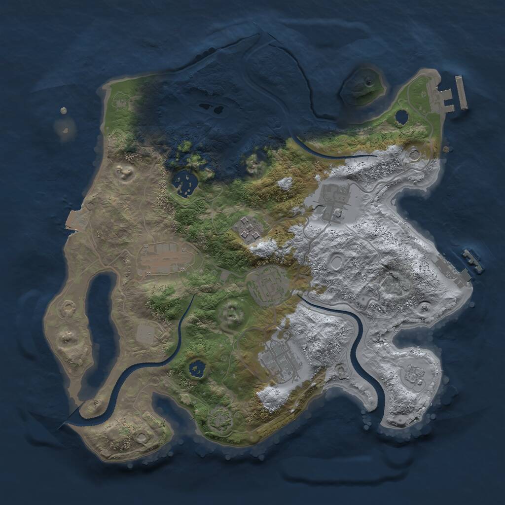 Rust Map: Procedural Map, Size: 3000, Seed: 1653468488, 12 Monuments