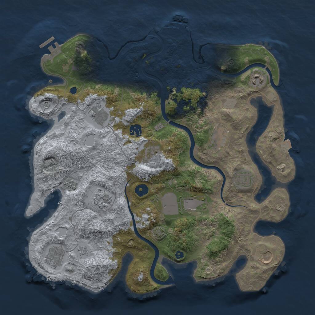 Rust Map: Procedural Map, Size: 3750, Seed: 799105047, 17 Monuments