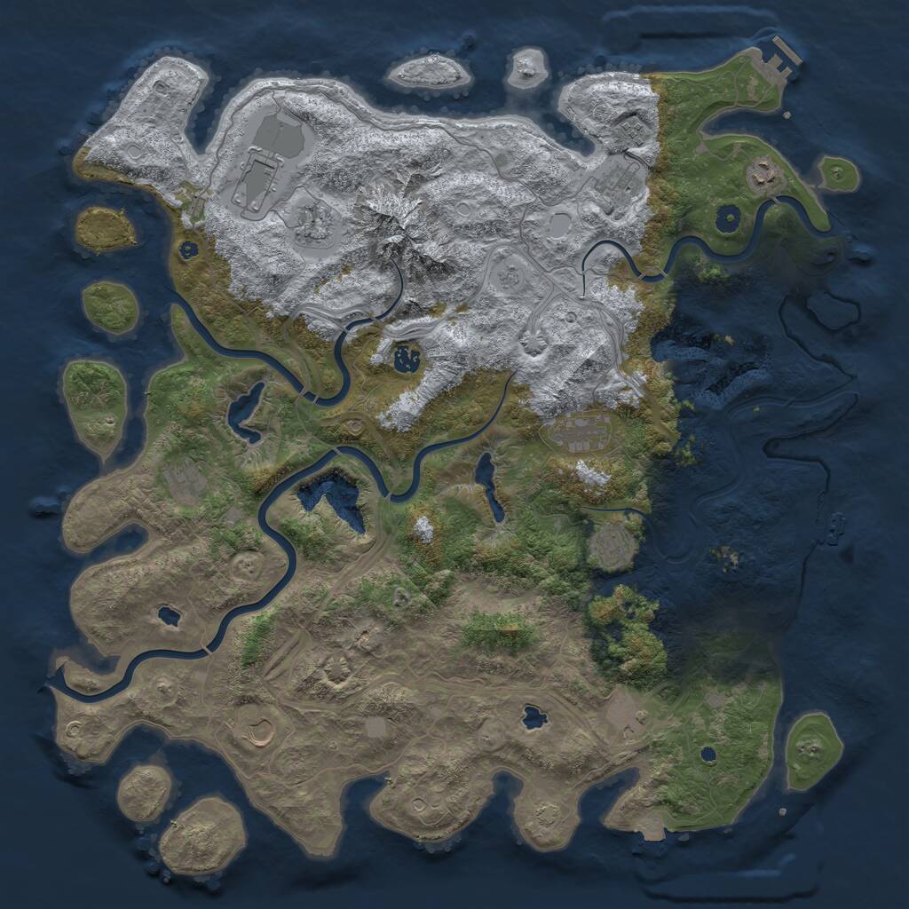 Rust Map: Procedural Map, Size: 5000, Seed: 56748393, 17 Monuments