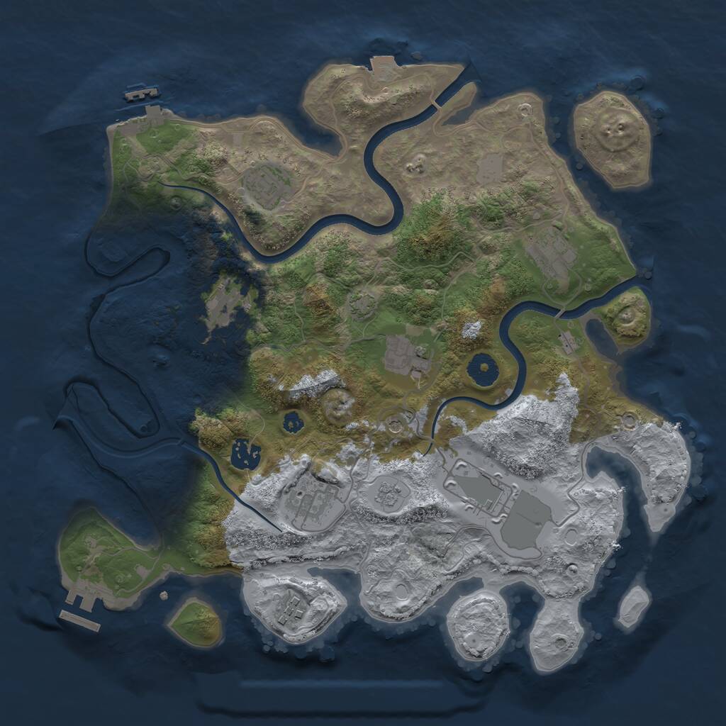 Rust Map: Procedural Map, Size: 3500, Seed: 902819398, 14 Monuments