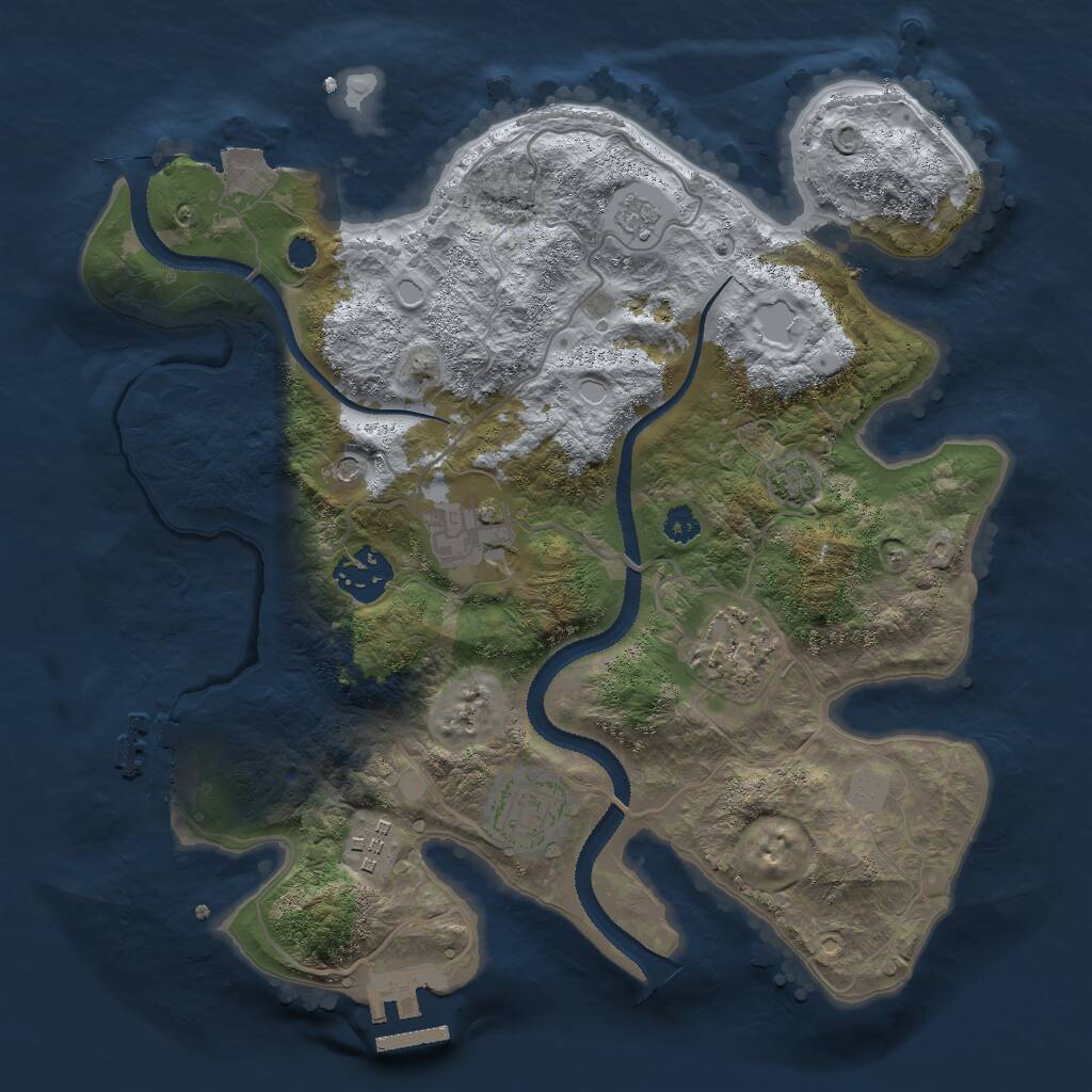 Rust Map: Procedural Map, Size: 3000, Seed: 410158156, 11 Monuments