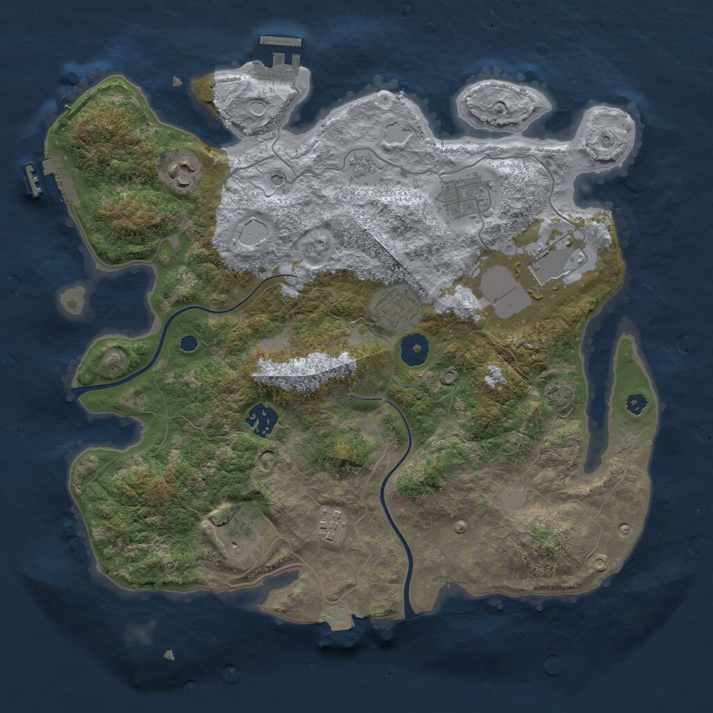 Rust Map: Procedural Map, Size: 3500, Seed: 1594991369, 13 Monuments