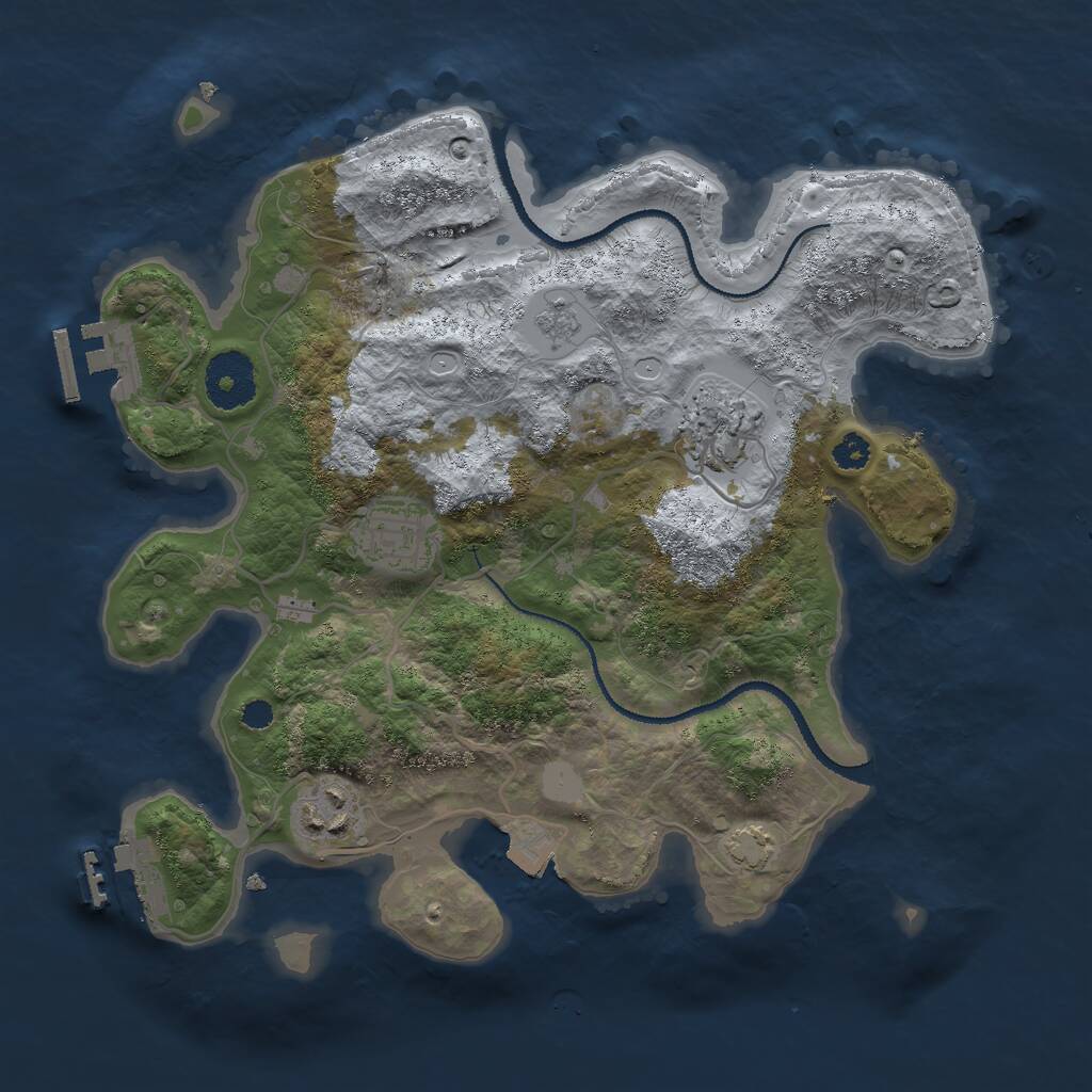 Rust Map: Procedural Map, Size: 3000, Seed: 465892675, 8 Monuments