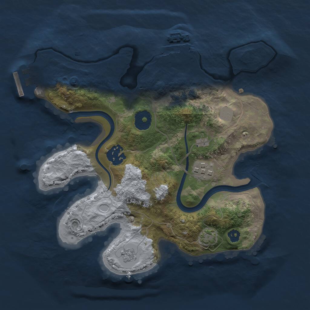 Rust Map: Procedural Map, Size: 2500, Seed: 1642661676, 7 Monuments