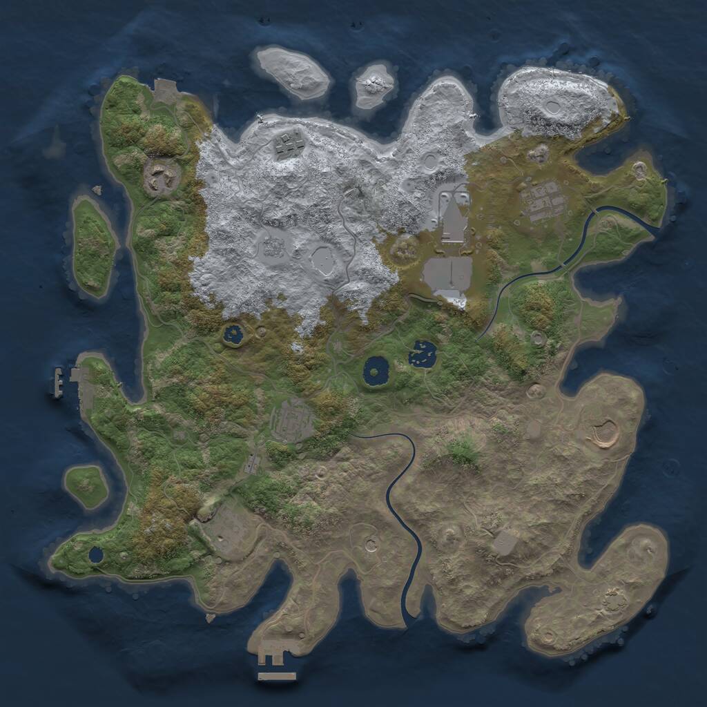 Rust Map: Procedural Map, Size: 3750, Seed: 699554, 14 Monuments