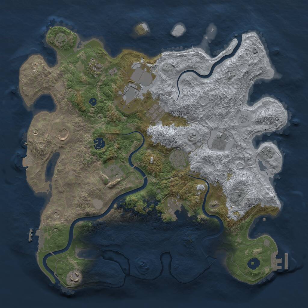 Rust Map: Procedural Map, Size: 3900, Seed: 466502452, 17 Monuments