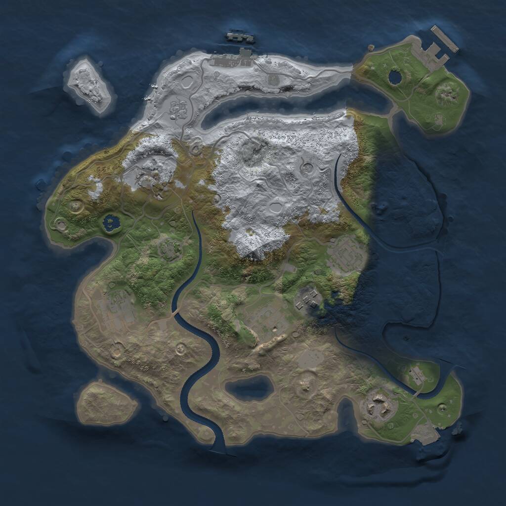 Rust Map: Procedural Map, Size: 3000, Seed: 1346842218, 12 Monuments